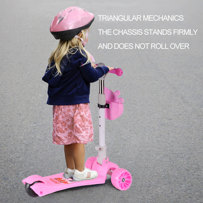 Stainless Steel Girls Three Wheel Kick Scooter Quick Folding With Anti Skid Pad