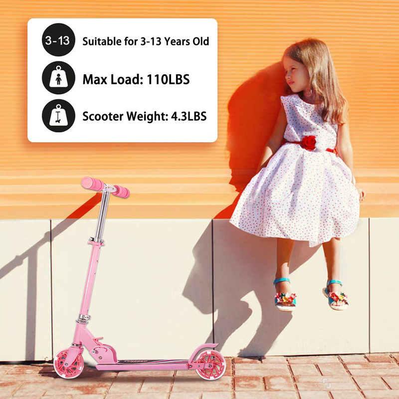 Outdoor 220lbs Girls Kick Scooters CPSC Rear 2 Wheel Kick Scooter